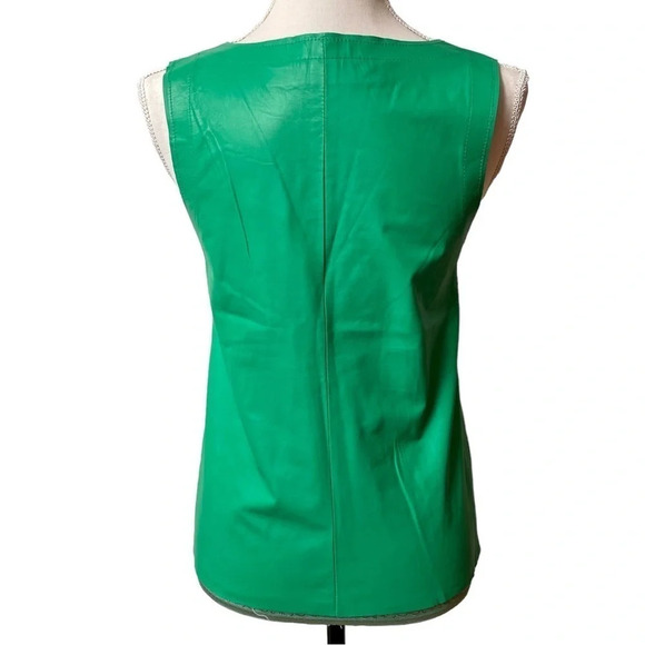 DROMe Green Lamb Leather Sleeveless Cutout Top XS | Italian Designer Luxury - Picture 10 of 16
